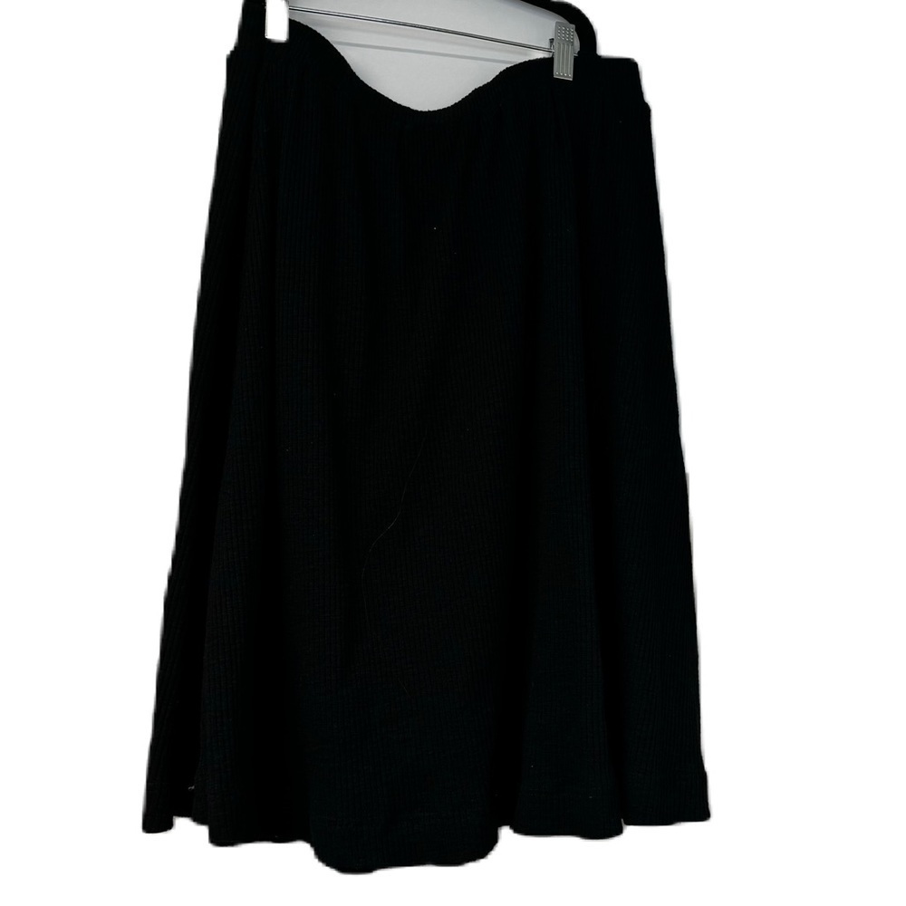Story womans black ribbed casual classic aline skirt midi elastic waist work fun